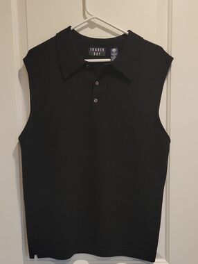 Trader Bay Men's Black Sleeveless Polo Shirt